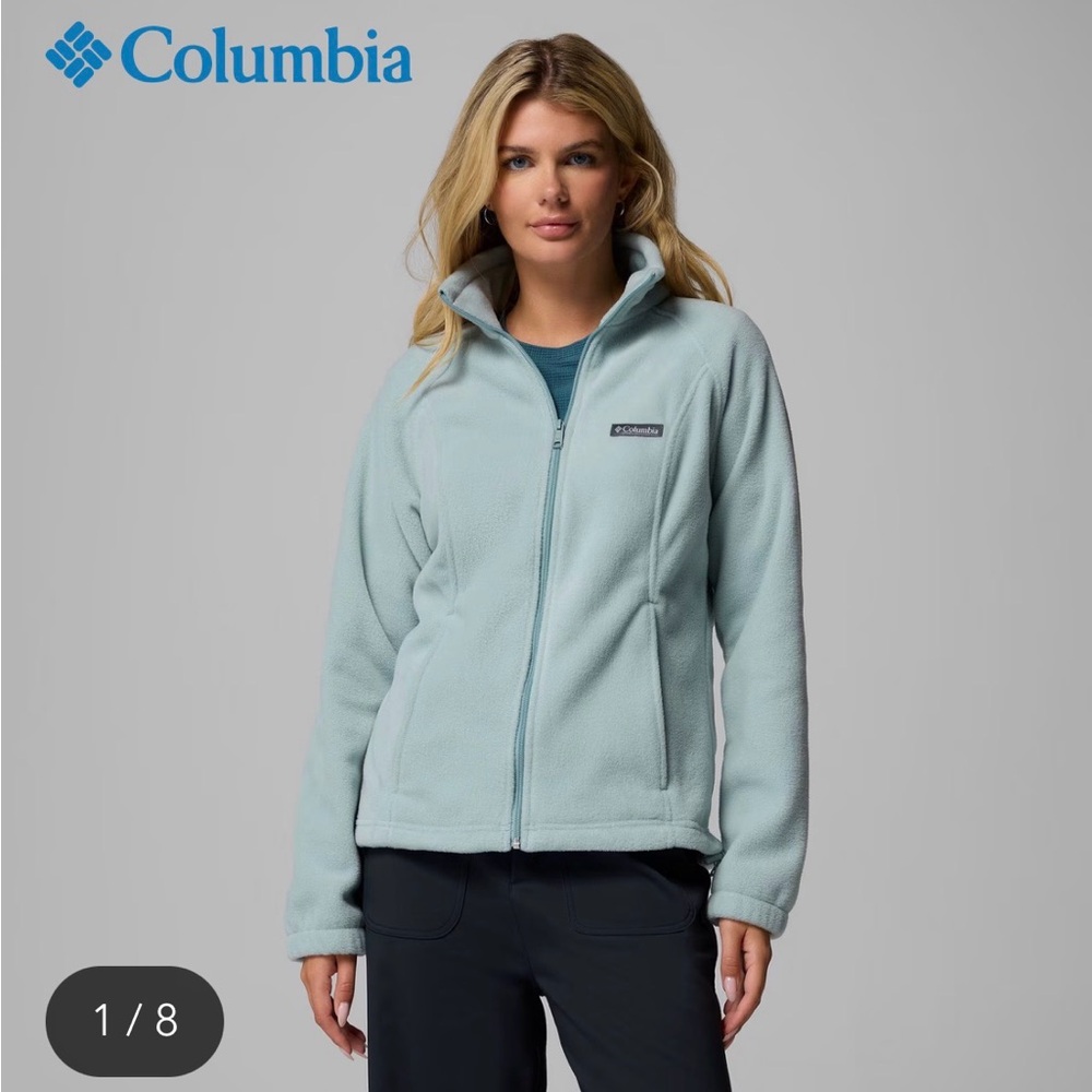 Columbia Women's Small Fleece Jacket Blue Green Great Condition Comfort Soft